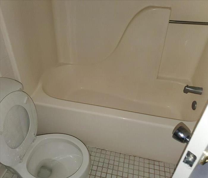 Clean toilet and bathtub in a bathroom